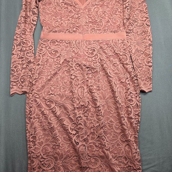 Express Pink Lace Long Sleeve Bodycon Dress 4 - Picture 10 of 15